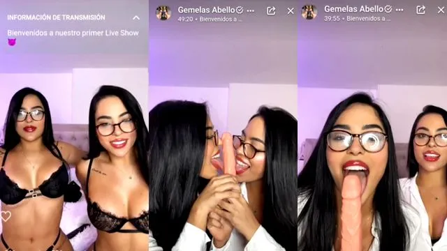 Gemelas Abello jugando con un consolador en un live